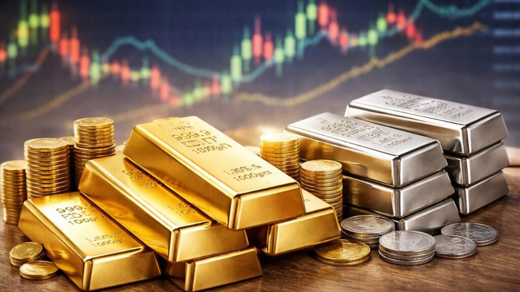 Gold and silver prices in India on 28 February 2026 showing bullion bars with steady market trend background (representative image).