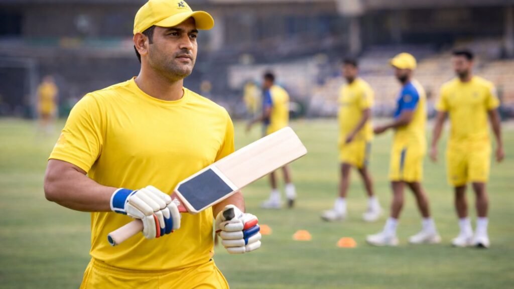 Indian cricketer training in yellow practice kit during IPL 2026 pre-season camp in Chennai (representative image).